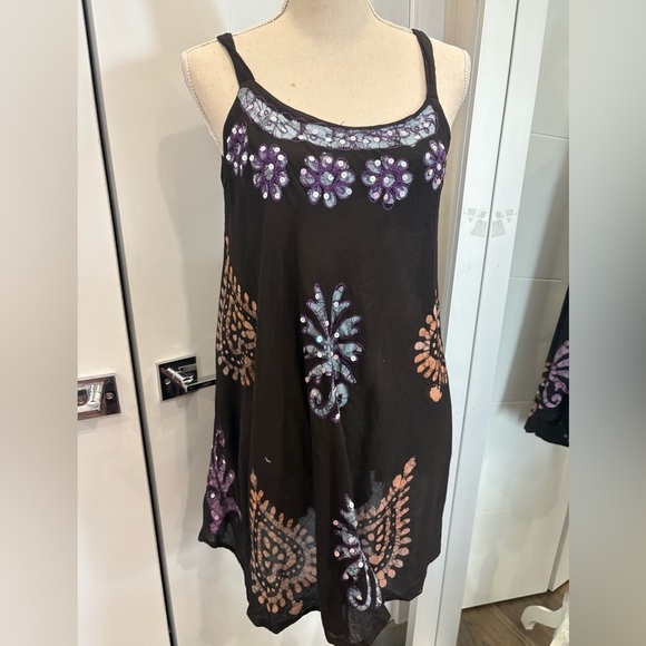 Black and Purple Embellished Mini Dress - Picture 4 of 10